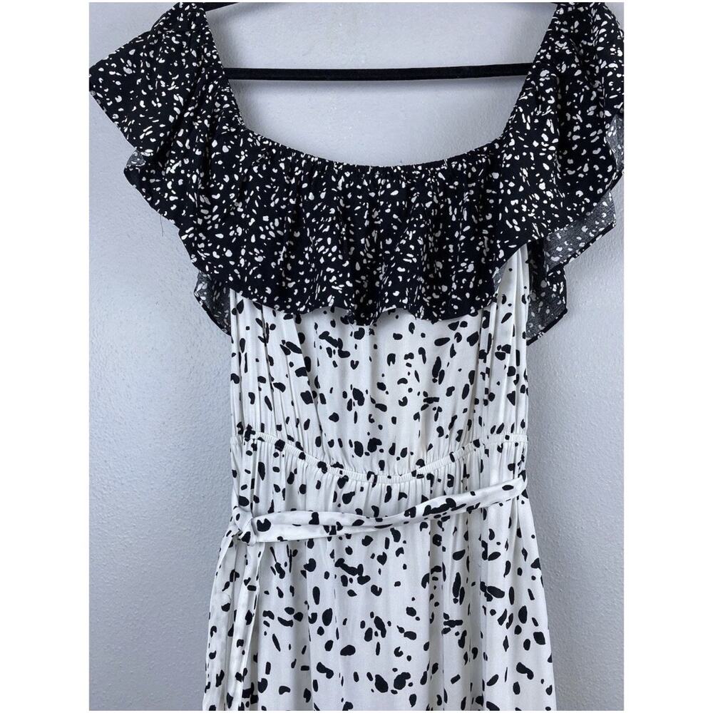 NWT Les Serein Off Shoulder Ruffle Tiered Bohemian Frnt Slit Elastic Maxi Dress - Picture 4 of 12